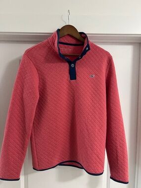 Vineyard Vines Men's Pink Sweater with Button Up neck